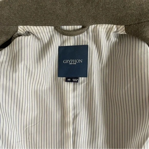 Gryphon New York Olive Shrunken Wool Pea Coat Double Breasted Size XS - Picture 10 of 12